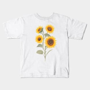 Sunflower Minimal Watercolor Art Kids T-Shirt